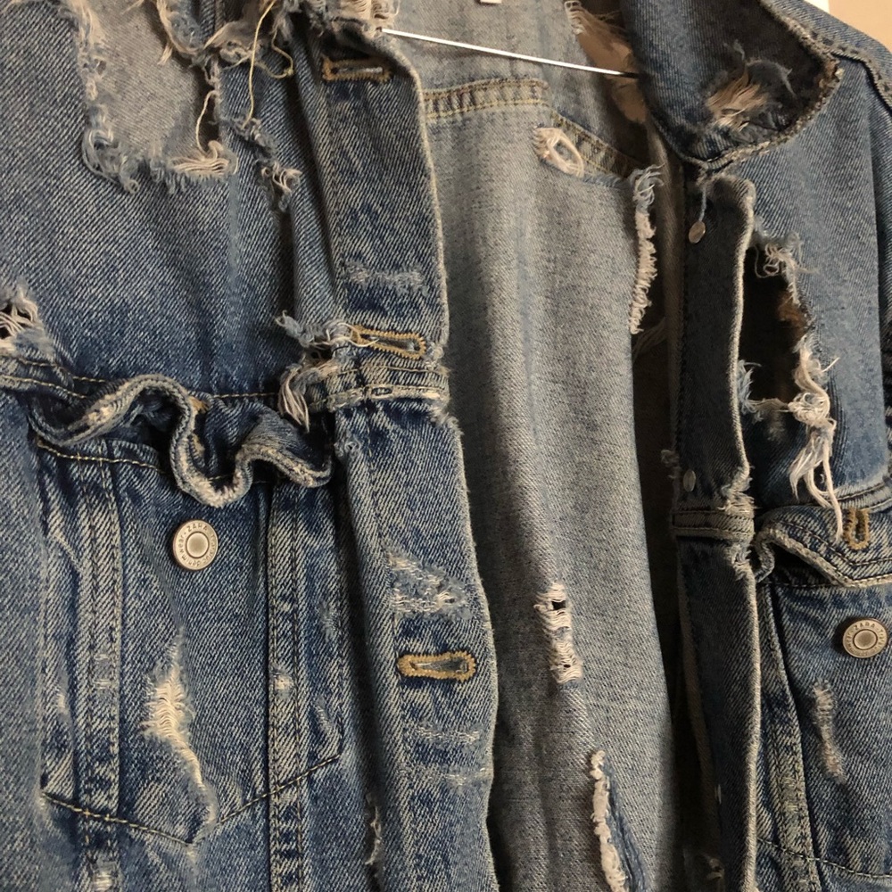 Zara oversized ripped jeans jacket